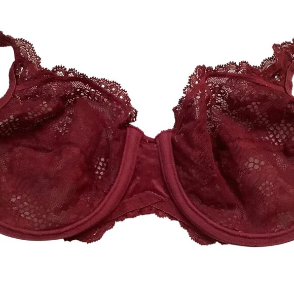 Vintage Victoria’s Secret Bra 36DD | Style 3626 | Burgundy Lace & Satin | 1990s - Picture 4 of 8